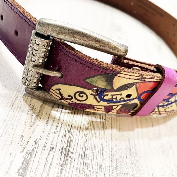 Ed Hardy 2000S Y2K Leather Handmade Belt Size S main image 4